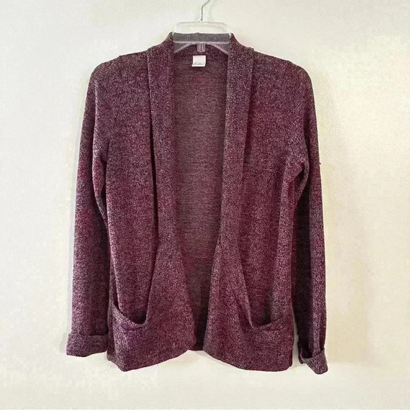 Kirra Purple Open Front Cardigan Sweater Size Large Long Cuffed Sleeve Pockets - Picture 13 of 14